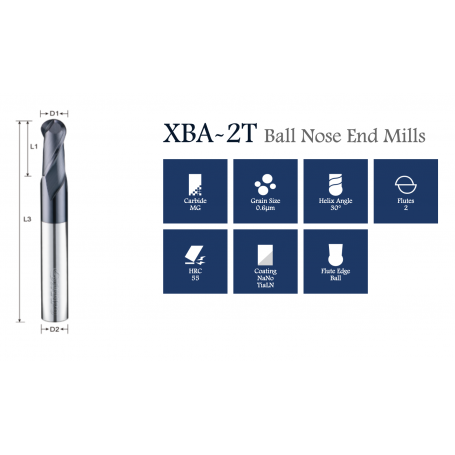 Fresa Sferica XBA 2T 55 HRC