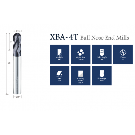 Fresa Sferica XBA 4T 55 HRC